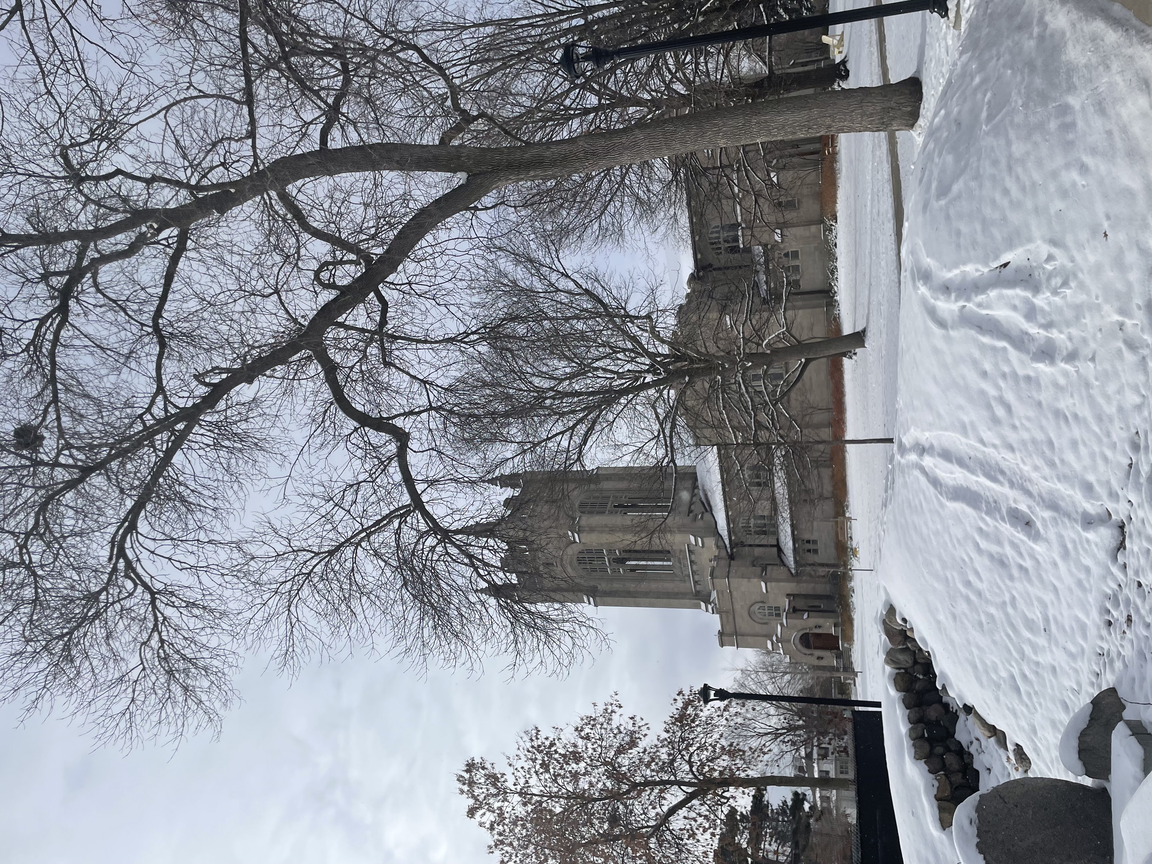 Carleton chapel in snow